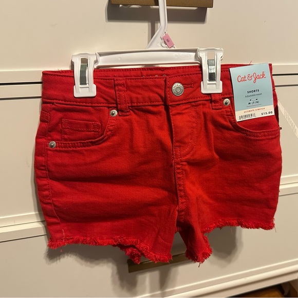 Cat & Jack Other - Cat & Jack Vibrant Red Frayed Shorts